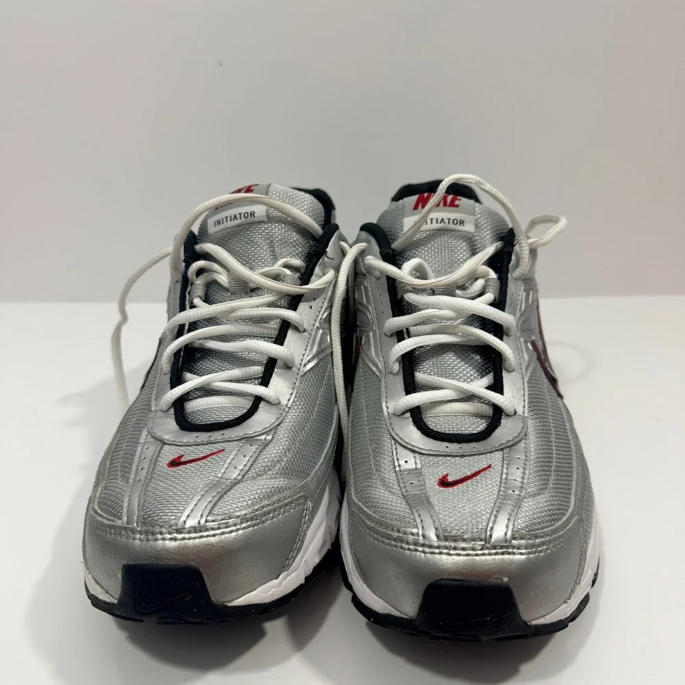Nike Initiator Running Shoes Mens 11 Silver Black Red 394055-001 Good Sneakers